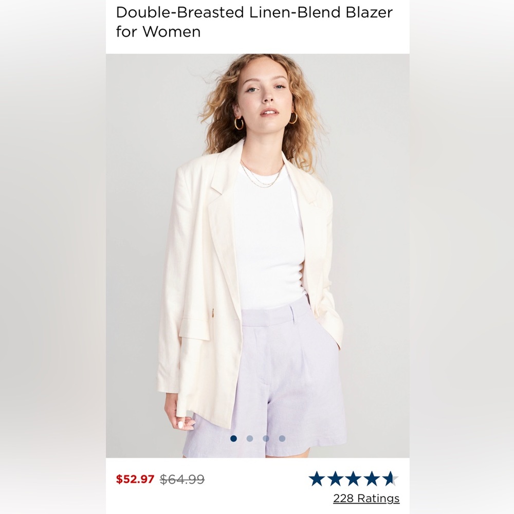 NWT Old Navy Double-Breasted Linen-Blend Blazer